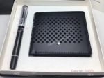 Mont blanc Replicas 2+1 Set Black Skeleton Wallet & Rollerball Pen